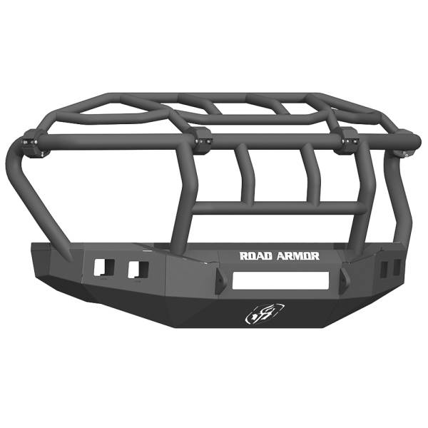 Road Armor - Road Armor 617F3B-NW Stealth Non-Winch Front Bumper with Intimidator Guard and Square Light Holes for Ford F250/F350 2017-2022