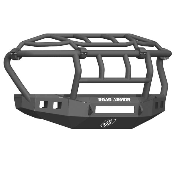 Road Armor - Road Armor 61743B-NW Stealth Non-Winch Front Bumper with Intimidator Guard and Square Light Holes for Ford F450/F550 2017-2018