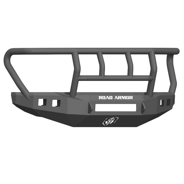 Road Armor - Road Armor 61742B-NW Stealth Non-Winch Front Bumper with Titan II Guard and Square Light Holes for Ford F450/F550 2017-2018
