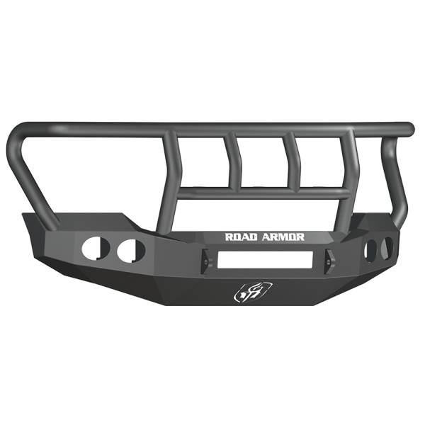 Road Armor - Road Armor 61103B-NW Stealth Non-Winch Front Bumper with Intimidator Guard and Round Light Holes for Ford F250/F350 2011-2016
