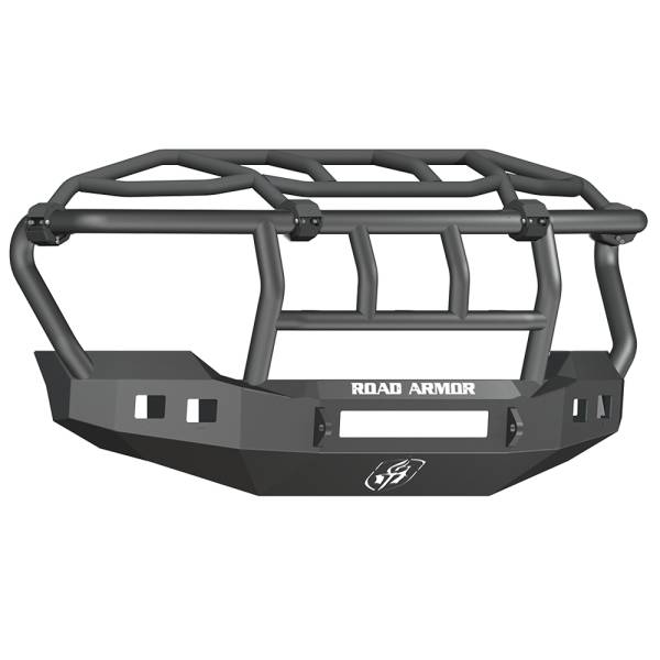 Road Armor - Road Armor 6114R3B-NW Stealth Non-Winch Front Bumper with Intimidator Guard and Square Light Holes for Ford F450/F550 2011-2016