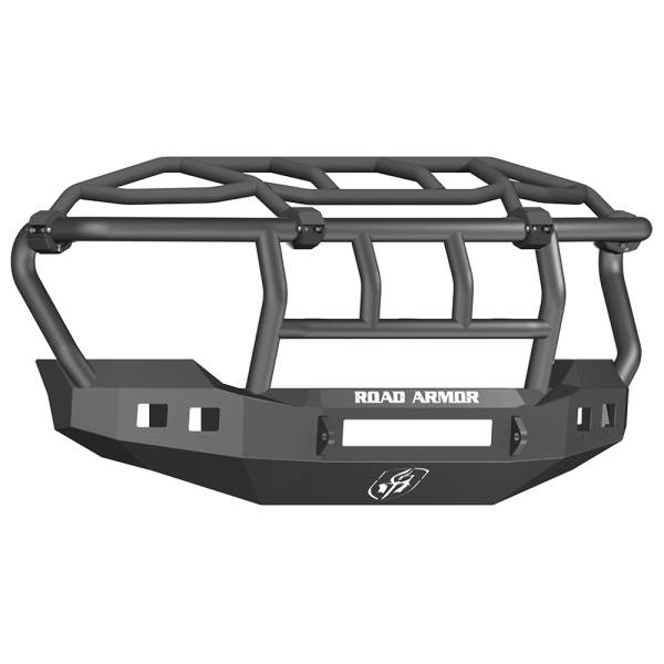 Road Armor - Road Armor 611R3B-NW Stealth Non-Winch Front Bumper with Intimidator Guard and Square Light Holes for Ford F250/F350 2011-2016