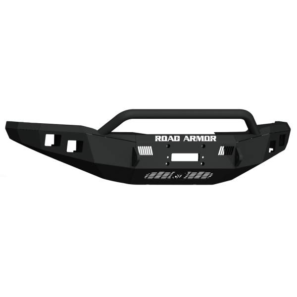 Road Armor - Road Armor 6181F4B Stealth Winch Front Bumper with Pre-Runner Guard and Square Light Holes for Ford F150 2018-2020