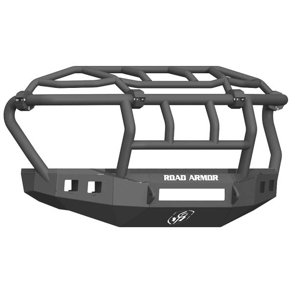 Road Armor - Road Armor 61743Z-NW Stealth Non-Winch Front Bumper with Intimidator Guard and Square Light Holes for Ford F450/F550 2017-2019