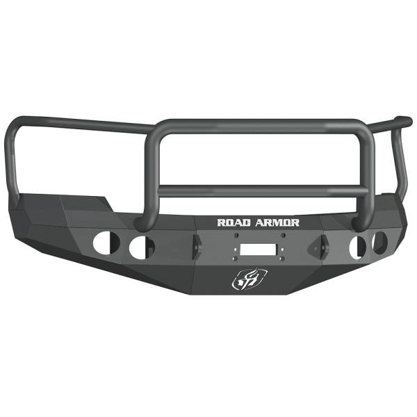 Road Armor - Road Armor 37205B Stealth Winch Front Bumper with Lonestar Guard and Round Light Holes for Chevy Silverado 2500HD/3500 2008-2010