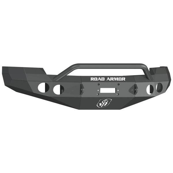 Road Armor - Road Armor 37204B Stealth Winch Front Bumper with Pre-Runner Guard and Round Light Holes for Chevy Silverado 2500HD/3500 2008-2010