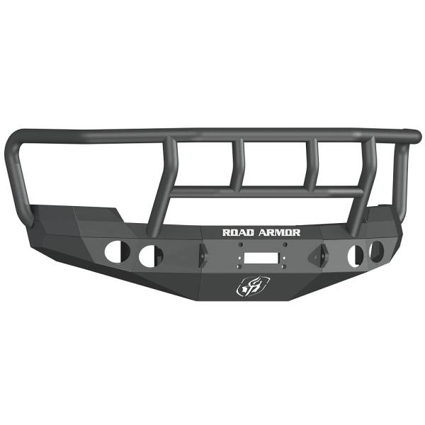 Road Armor - Road Armor 37202B Stealth Winch Front Bumper with Titan II Guard and Round Light Holes for Chevy Silverado 2500HD/3500 2008-2010