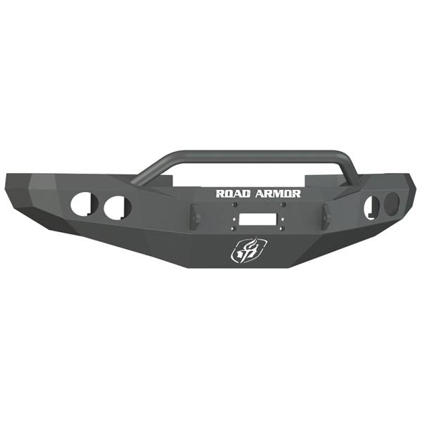 Road Armor - Road Armor 47004B Stealth Winch Front Bumper with Pre-Runner Guard and Round Light Holes for Dodge Ram 1500/2500/3500 1994-1996