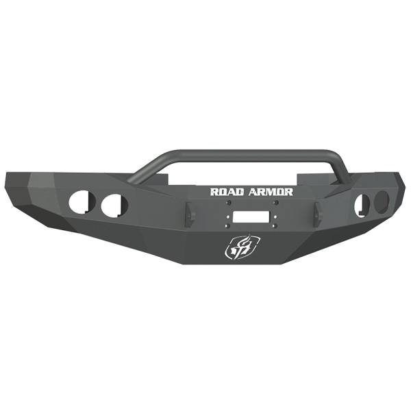 Road Armor - Road Armor 47014B Stealth Winch Front Bumper with Pre-Runner Guard and Round Light Holes for Dodge Ram 1500/2500/3500 1997-2002