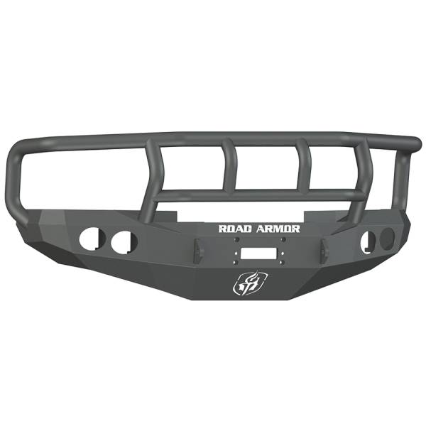 Road Armor - Road Armor 47012B Stealth Winch Front Bumper with Titan II Guard and Round Light Holes for Dodge Ram 1500/2500/3500 1997-2002