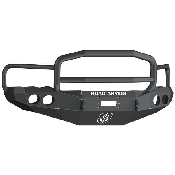 Road Armor - Road Armor 44045B Stealth Winch Front Bumper with Lonestar Guard and Round Light Holes for Dodge Ram 2500/3500 2003-2005
