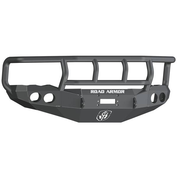 Road Armor - Road Armor 44042B Stealth Winch Front Bumper with Titan II Guard and Round Light Holes for Dodge Ram 2500/3500 2003-2005