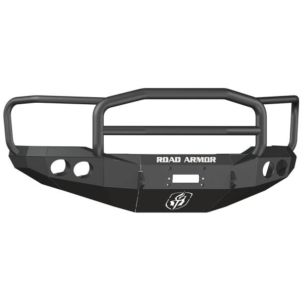 Road Armor - Road Armor 66005B Stealth Winch Front Bumper with Lonestar Guard and Round Light Holes for Ford F250/F350/F450/Excursion 1999-2004