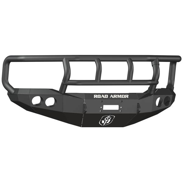 Road Armor - Road Armor 66002B Stealth Winch Front Bumper with Titan II Guard and Round Light Holes for Ford F250/F350/F450/Excursion 1999-2004