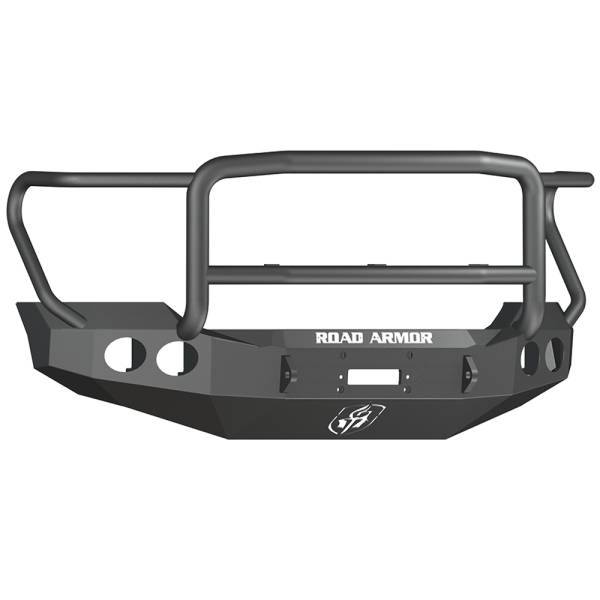 Road Armor - Road Armor 61105B Stealth Winch Front Bumper with Lonestar Guard and Round Light Holes for Ford F250/F350 2011-2016
