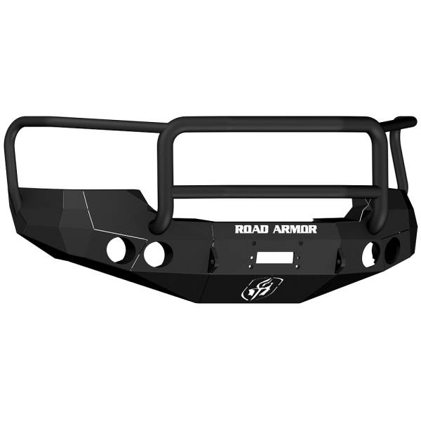Road Armor - Road Armor 37405B Stealth Winch Front Bumper with Lonestar Guard and Round Light Holes for GMC Sierra 2500HD/3500 2008-2010