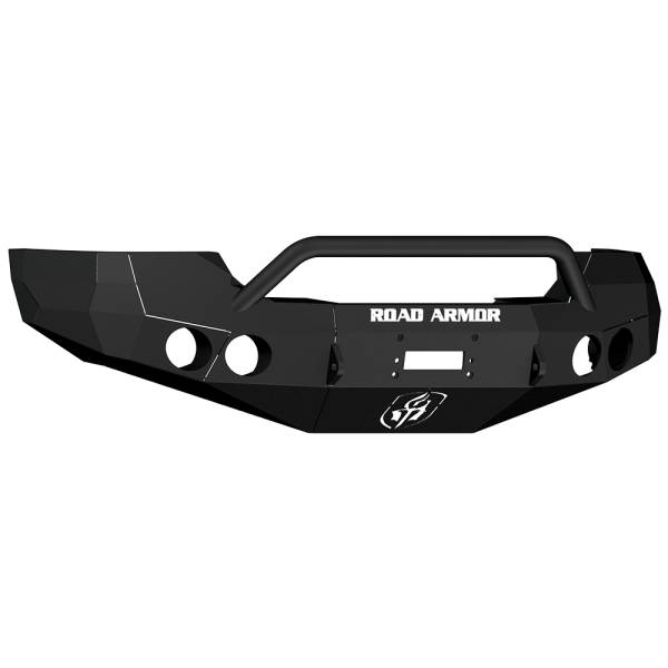 Road Armor - Road Armor 37404B Stealth Winch Front Bumper with Pre-Runner Guard and Round Light Holes for GMC Sierra 2500HD/3500 2008-2010