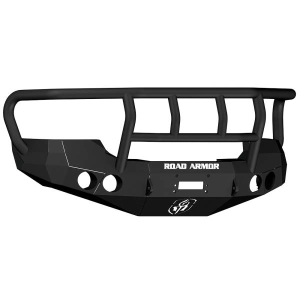 Road Armor - Road Armor 37402B Stealth Winch Front Bumper with Titan II Guard and Round Light Holes for GMC Sierra 2500HD/3500 2008-2010