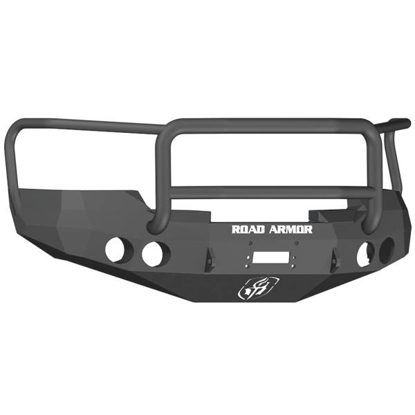 Road Armor - Road Armor 37605B Stealth Winch Front Bumper with Lonestar Guard and Round Light Holes for GMC Sierra 1500 2008-2013