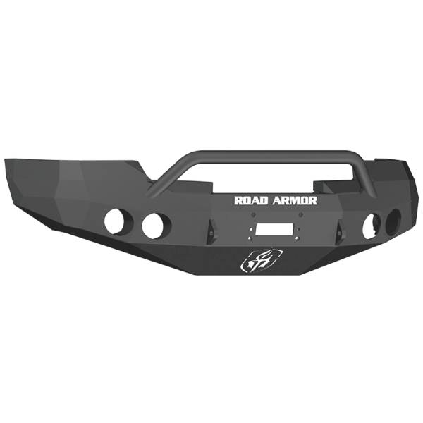 Road Armor - Road Armor 37604B Stealth Winch Front Bumper with Pre-Runner Guard and Round Light Holes for GMC Sierra 1500 2008-2013