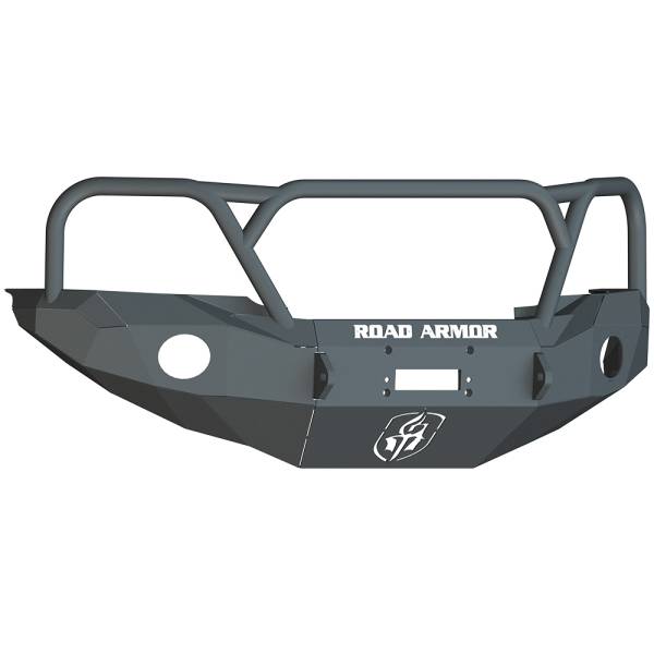 Road Armor - Road Armor 99011B Stealth Winch Front Bumper with Lonestar Guard and Round Light Holes for Toyota Tacoma 2005-2011