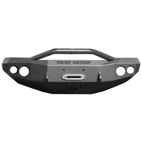 Road Armor - Road Armor 23714B Stealth Winch Front Bumper with Pre-Runner Guard and Round Light Holes for GMC Sierra 2500 HD/3500 HD 2000-2007
