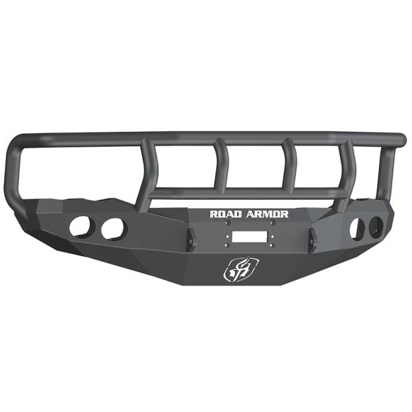 Road Armor - Road Armor 44032B Stealth Winch Front Bumper with Titan II Guard and Round Light Holes for Dodge Ram 1500 2002-2005