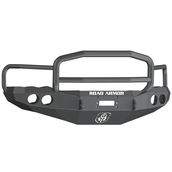 Road Armor - Road Armor 44035B Stealth Winch Front Bumper with Lonestar Guard and Round Light Holes for Dodge Ram 1500 2002-2005