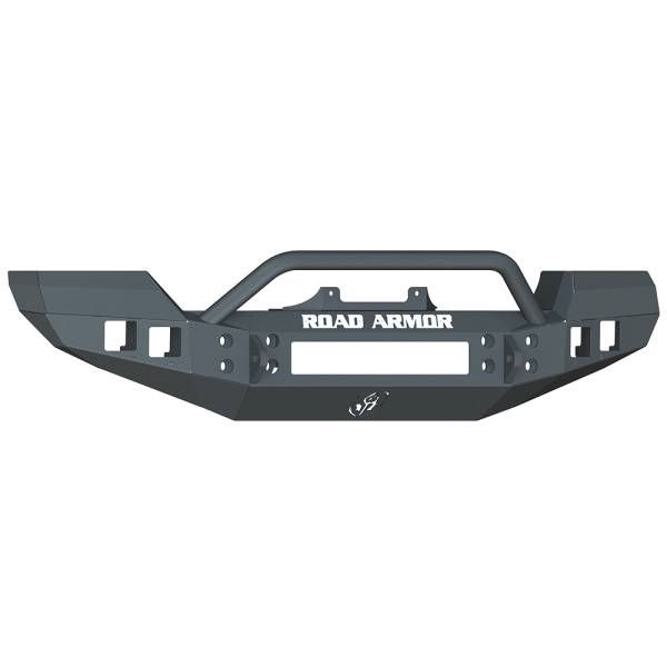Road Armor - Road Armor 512R4B Stealth Winch Front Bumper with Pre-Runner Guard and Square Light Holes for Jeep Wrangler JK 2007-2018