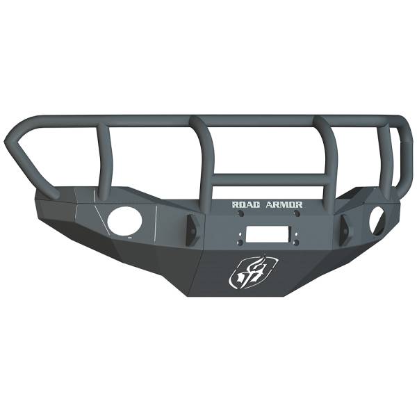 Road Armor - Road Armor FJ801B Stealth Winch Front Bumper with Titan II Guard and Round Light Holes for Toyota FJ Cruiser 2007-2015