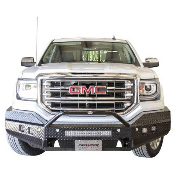 Frontier Gear - Frontier Gear 140-31-6014 Sport Front Bumper with Cube Light and Light Bar Compatible for GMC Sierra 1500 2016-2018