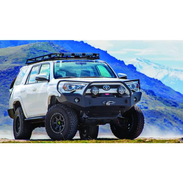 Expedition One - Expedition One 4RFB100_BB_PC Front Bumper with Full Grille Guard for Toyota 4Runner 2014-2019 - Textured Black