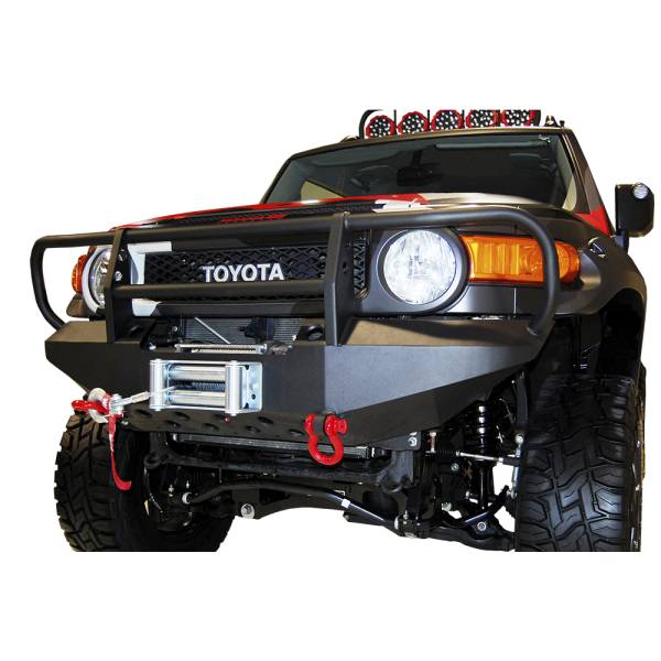 Warrior - Warrior 3530 Winch Front Bumper with Brush Guard and D-Rings Mount for Toyota FJ Cruiser 2007-2014 - Black Powder Coat