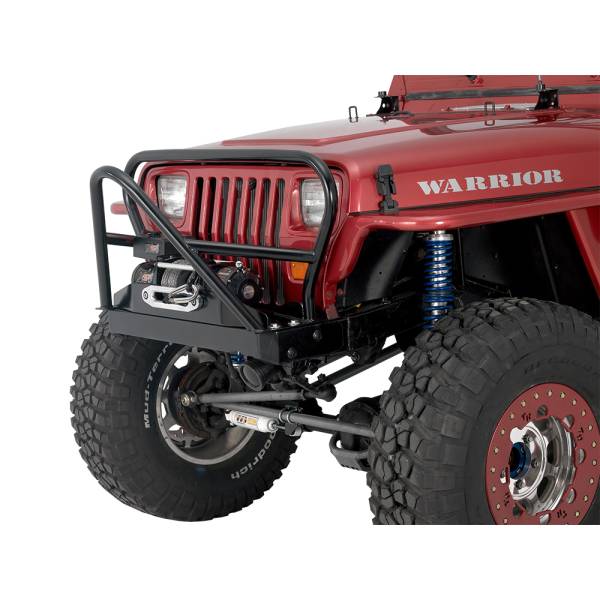Warrior - Warrior 59020 Front Winch Plate with Grill Hoop and Stinger Brush Guard for Jeep Wrangler YJ 1987-1996 - Black Powder Coat
