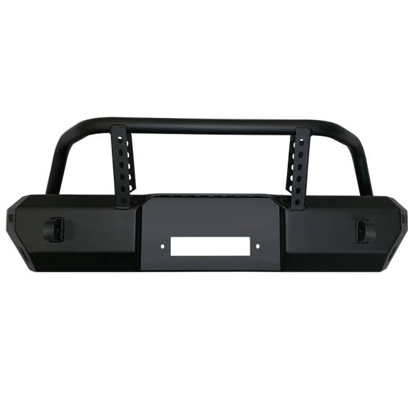 Warrior - Warrior 6537 Winch MOD Series Stubby Front Bumper with Brush Guard for Jeep Wrangler JL/Gladiator JT 2018-2022 - Black Powder Coat