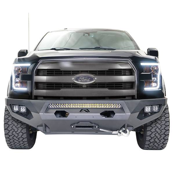 Fab Fours - Fab Fours FF15-X3251-1 Matrix Winch Front Bumper with Sensor Holes for Ford F-150 2015-2017
