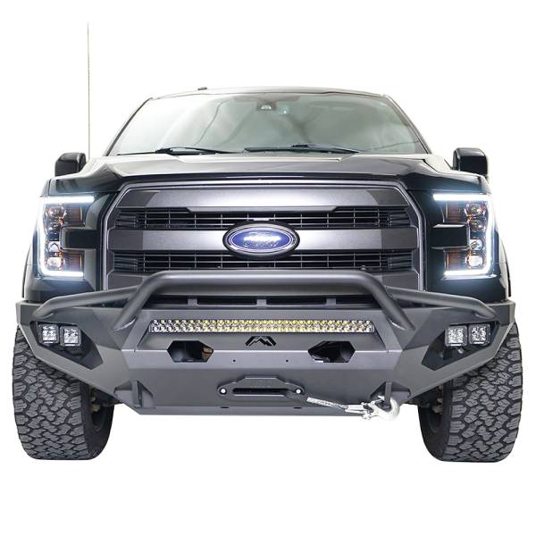 Fab Fours - Fab Fours FF15-X3252-1 Matrix Winch Front Bumper with Pre-Runner Guard and Sensor Holes for Ford F-150 2015-2017