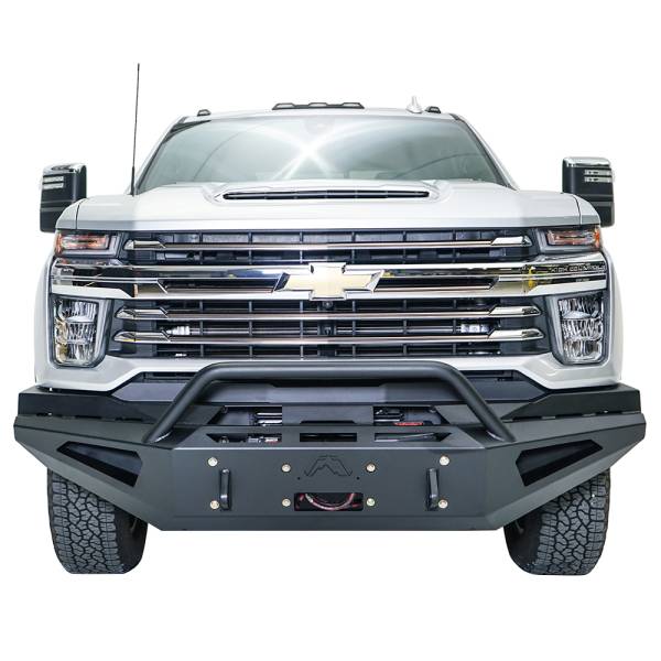 Fab Fours - Fab Fours CH20-RS4962-1 Red Steel Winch Front Bumper with Pre-Runner Guard for Chevy Silverado 2500HD/3500 2020-2023