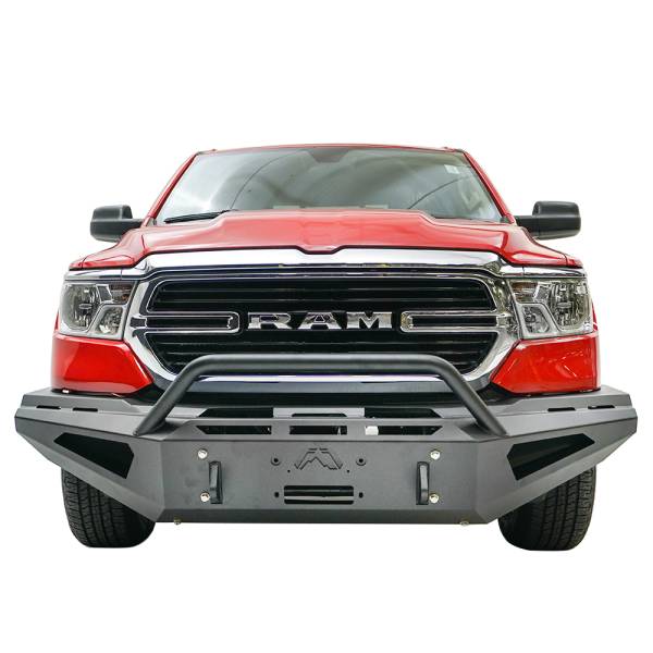 Fab Fours - Fab Fours DR19-RS4262-1 Red Steel Winch Front Bumper with Pre-Runner Guard for Dodge Ram 1500 2019-2023