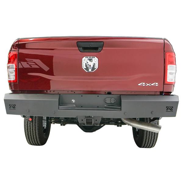 Fab Fours - Fab Fours DR19-RT4450-1 Red Steel Rear Bumper with Sensor Holes for Dodge Ram 2500/3500 2019-2022