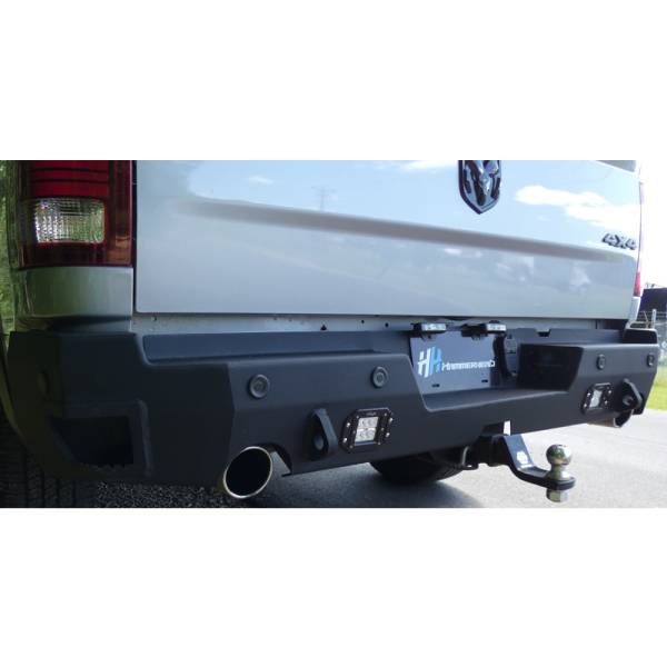 Hammerhead Bumpers - Hammerhead 600-56-0969 Flush Mount Rear Bumper with Sensor Holes and Exhaust Cutouts for Dodge Ram 1500 2019-2021