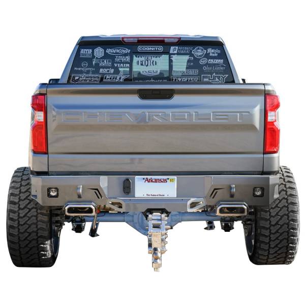 Chassis Unlimited - Chassis Unlimited CUB910172 Octane Rear Bumper with Sensor Holes and Dual Exhaust for Chevy Silverado 1500 2019-2021