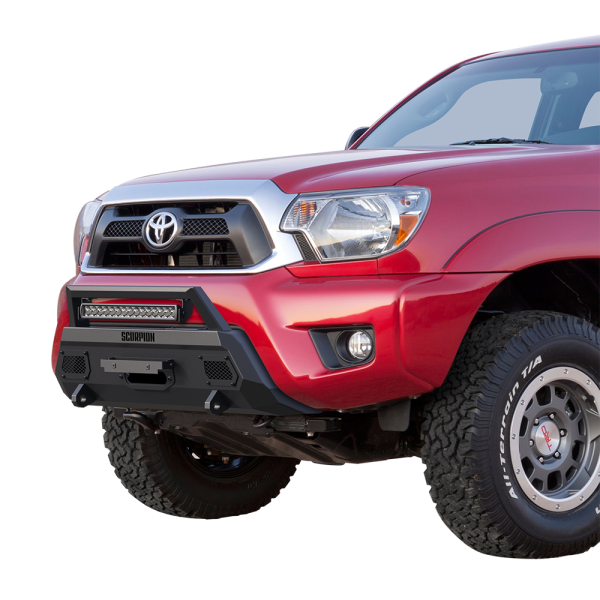 Scorpion Extreme Products - Scorpion P000006 Tactical Center Mount Winch Front Bumper with LED Light Bar Toyota Tacoma 2012-2015