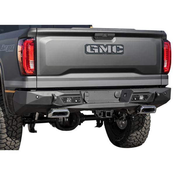 Addictive Desert Designs - ADD R441051280103 Stealth Fighter Rear Bumper with Exhaust Tips for Chevy Silverado 1500 2019-2021