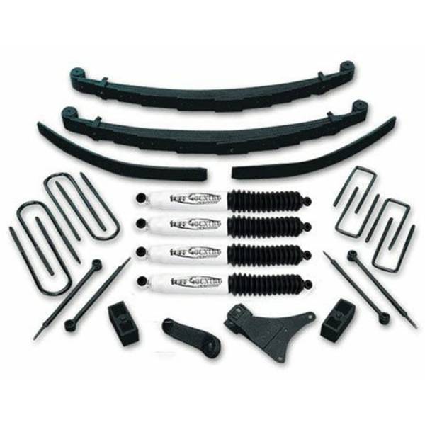 Tuff Country - Tuff Country 24830KN Front/Rear 4" Standard Lift Kit with Rear Blocks and Add-a-Leafs for Ford F-350 1986-1997