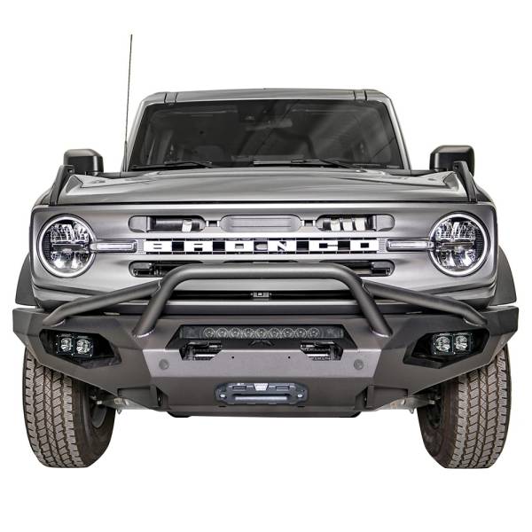 Fab Fours - Fab Fours FB21-X5252-1 Matrix Front Bumper with Sensor Holes and Pre-Runner Guard for Ford Bronco 2021-2024