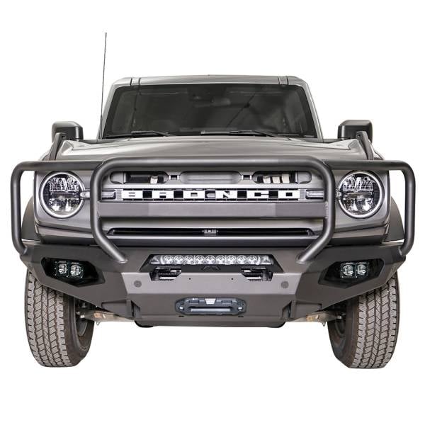 Fab Fours - Fab Fours FB21-X5250-1 Matrix Front Bumper with Sensor Holes and Full Guard for Ford Bronco 2021-2022