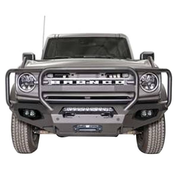 Fab Fours - Fab Fours FB21-X5250-B Matrix Front Bumper with Sensor Holes and Full Guard for Ford Bronco 2021-2022 -Bare Steel