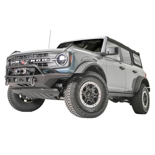 Fab Fours - Fab Fours FB21-B5252-B Stubby Front Winch Bumper with Pre-Runner Guard for Ford Bronco 2021-2022 -Bare Steel