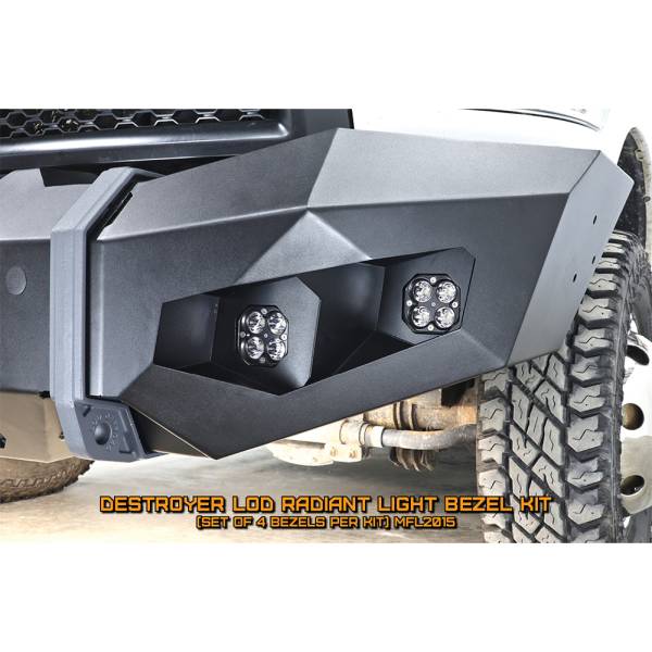 LOD Offroad - LOD Offroad MFL2015 Front Destroyer Truck Radiant Light Bezel Kit for Chevy Silverado 2500HD/3500 2010-2022 - Black Texture